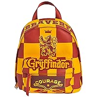 Concept One Fred Segal Harry Potter Mini Backpack, Checkered Small Travel Bag for Men and Women, Gryffindor, 10.5 Inch