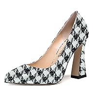 WAYDERNS Womens Patent Slip On Dress Round Toe Business Block High Heel Pumps Shoes 4 Inch