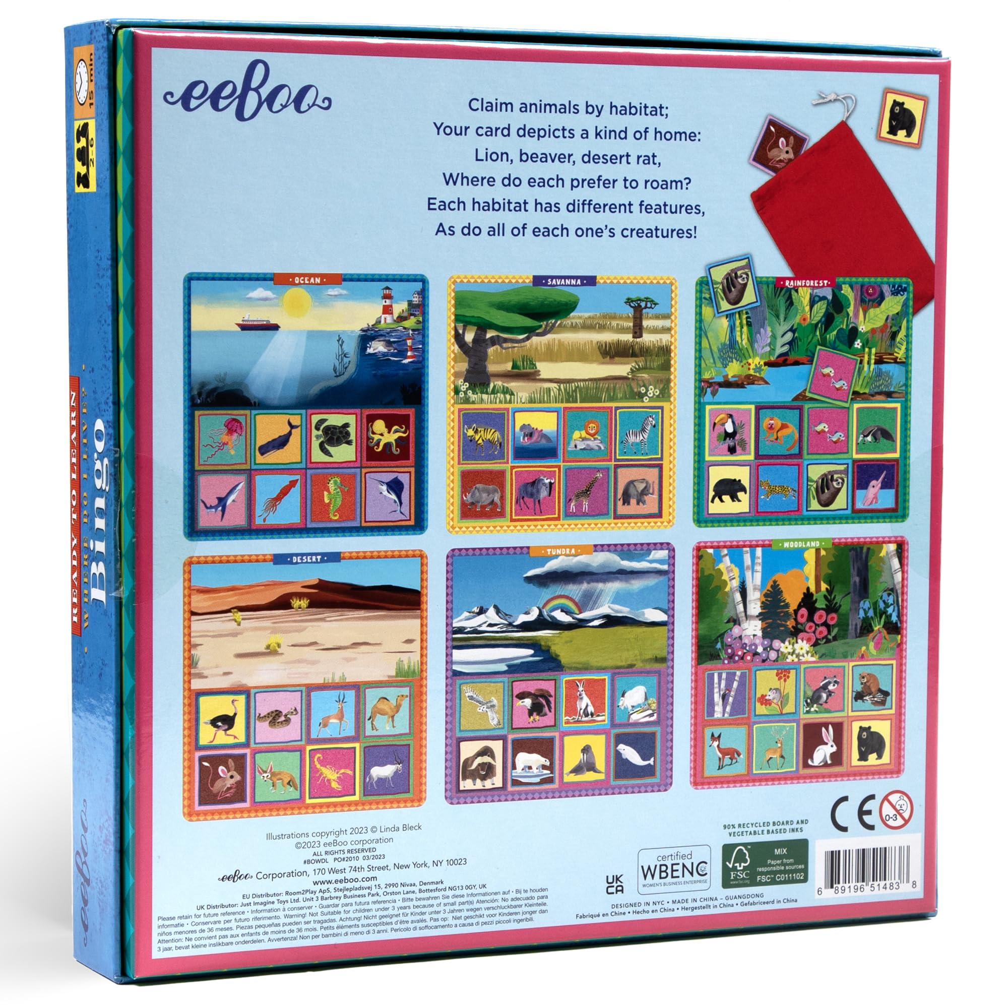 eeBoo: Ready to Learn: Where Do I Live? Bingo - Game for Kids, Match Animals to Their Habitat, Kids Ages 5+
