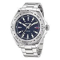 Nautica Men's NAPCWS305 Clearwater Beach Recycled (85%) Stainless Steel Bracelet & Silicone Strap Watch