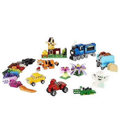 LEGO Classic Medium Creative Brick Box 10696 Building Toy Set - Featuring Storage, Includes Train, Car, and a Tiger Figure, and Playset for Kids, Boys, and Girls Ages 4-99