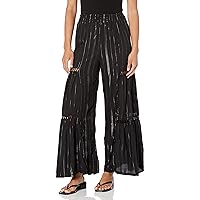 Angie Women's Wide Leg Pants with Lace Inserts