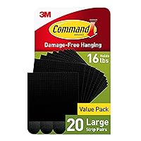 Command Large Picture Hanging Strips, 20 Black Adhesive Strip Pairs (40 Strips), Damage Free Hanging Picture Hangers to Hang Frames, No Tools Wall Hanging Strips for Living Space, 17206BLK-20NA