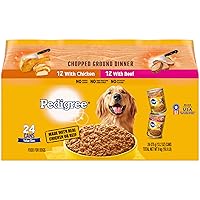 PEDIGREE CHOPPED GROUND DINNER Adult Canned Soft Wet Dog Food Variety Pack, with Chicken and Beef, 13.2 oz. Cans 24 Pack