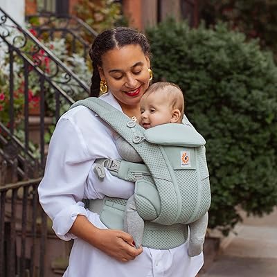 Ergobaby Omni Breeze All Carry Positions Breathable Mesh Baby Carrier with  Enhanced Lumbar Support & Airflow (7-45 Lb), Sapphire Blue