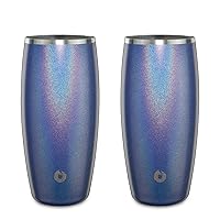 SNOWFOX Premium Vacuum Insulated Stainless Steel Beer Glass -Home Bar Accessories -Elegant Bartending - Lightweight Pint Glasses -Sleek Drinkware -Frosty Beverages Stay Cold -18oz, Set of 2 -Blue