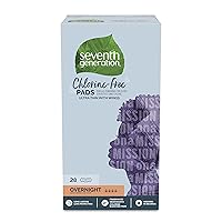 Seventh Generation Ultra Thin Pads, Overnight with Wings, Chlorine Free, 28 Count (Packaging May Vary)