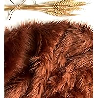 Bianna Rust Burnt Orange Faux Fur Fabric, by The Yard, American Seller, Shag Shaggy Squares for Crafting, Sewing, Costumes