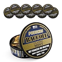 10 Cans, BaccOff Classic Mint Pouches, Premium Tobacco Free, Nicotine Free Snuff Alternative