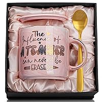 Teacher Gifts for Women, Teacher Appreciation Gifts, Teacher Christmas Gifts, Retirement, Birthday, End of Year, The Influence of A Teacher Can Never Be Erased - 14oz Golden Pattern Marble Mug Pink