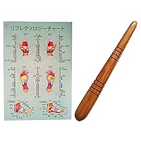 Massage toolsets with Chart for Professionals Foot Hand Massage Wooden Stick Reflexology (Japanese, Set A)