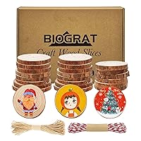 Unfinished Wood Slices 3.1-3.5 Inches 22 Pcs Predrilled Ornaments for Crafts Wood Burning, 22 Pcs, 0.39 Thickniss