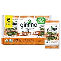 gimMe - White Cheddar - 6 Count - Organic Roasted Seaweed SheetsKeto, Vegan, Gluten Free - Great Source of Iodine & Omega 3’s - Healthy On-The-Go Snack for Kids Adults
