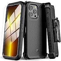 MYBAT PRO Maverick Series iPhone 13 Pro Max Case with Belt Clip Holster,w/Screen Protector,Anti-Drop,Shockproof,with 360°Rotating Kickstand,Heavy Duty Protection Black