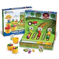 Learning Resources Veggie Farm Sorting Set - 46 Pieces, Ages 3+ Toddler Learning Toys, Preschool Toys for Color Sorting, Food Sorting Game