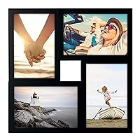 4-Opening Matted Collage Frame, Displays Four 4x6 Pictures, Black, 4 Count