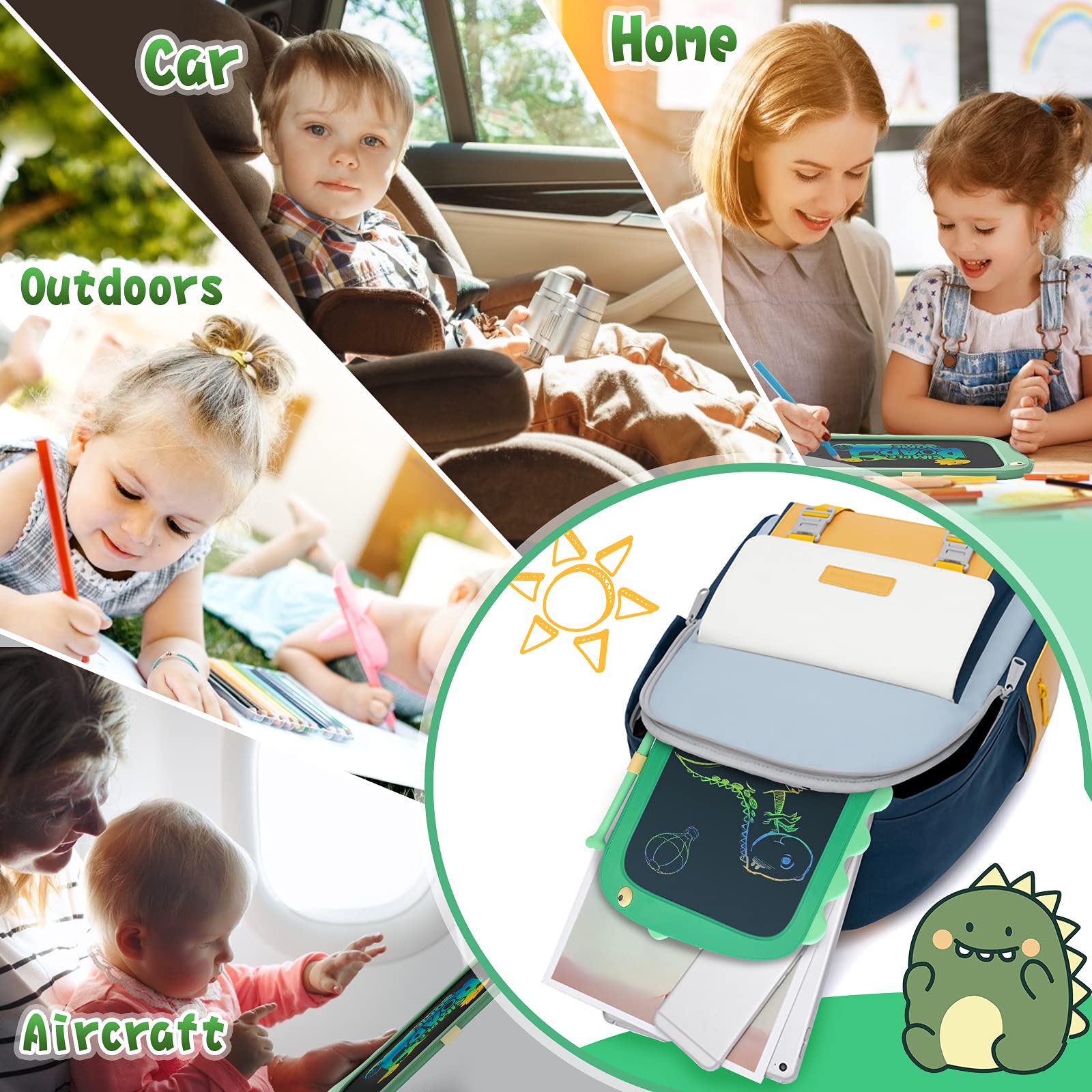 ORSEN LCD Writing Tablet Toddler Toys, 8.5 Inch Doodle Board Drawing Pad Gifts for Kids, Dinosaur Boy Toy Drawing Board Christmas Birthday Gift, Drawing Tablet for Boys Girls 2 3 4 5 6 Years Old-Green