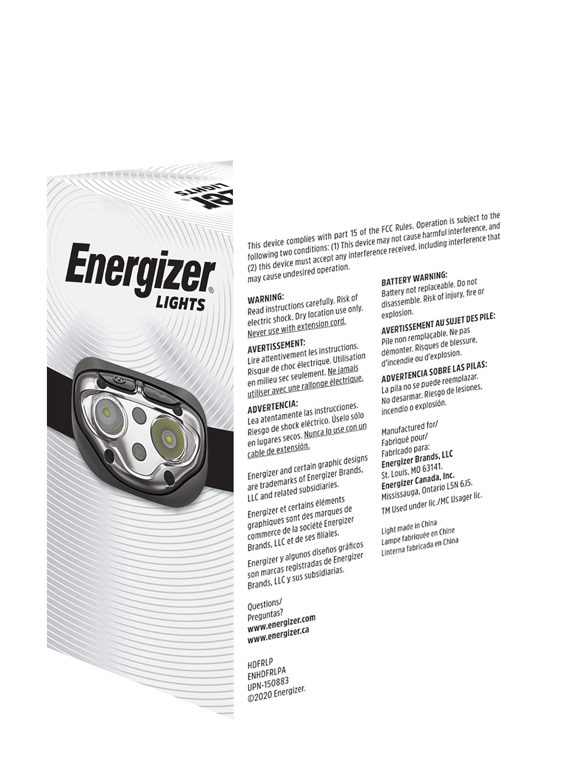 Energizer Rechargeable LED Headlamp Pro400, IPX4 Water Resistant, High-Powered Bright LED, Multiple Light Modes, Best Headlight for Camping, Running, Outdoors, Emergency Light, USB Included