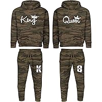 King and Queen Matching Tracksuits - King Queen Couple Hoodies - His and Hers Matching Hoodies Army Camo