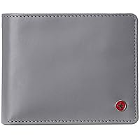 Alpine Swiss Mens RFID Protected Nolan Leather Wallet Center Flip Commuter Bifold Comes in Gift Box Gray
