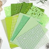 16 Pieces Scrapbook Paper Textured Paper, Snow Dot Mesh Mulberry Mix Special Papers 4 x 5.5 Inch Handmade Craft Papers for Card Making Decoupage Collage Junk Journal Supplies - Green