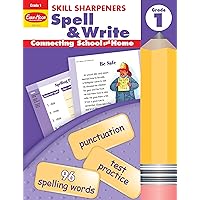 Evan-Moor Skill Sharpeners Spell and Write Workbook, Grade 1, Spelling Patterns, Test Prep, Word Families, Short Vowels, Grammar, Punctuation, Creative Writing, Vocabulary, Activities, Homeschool
