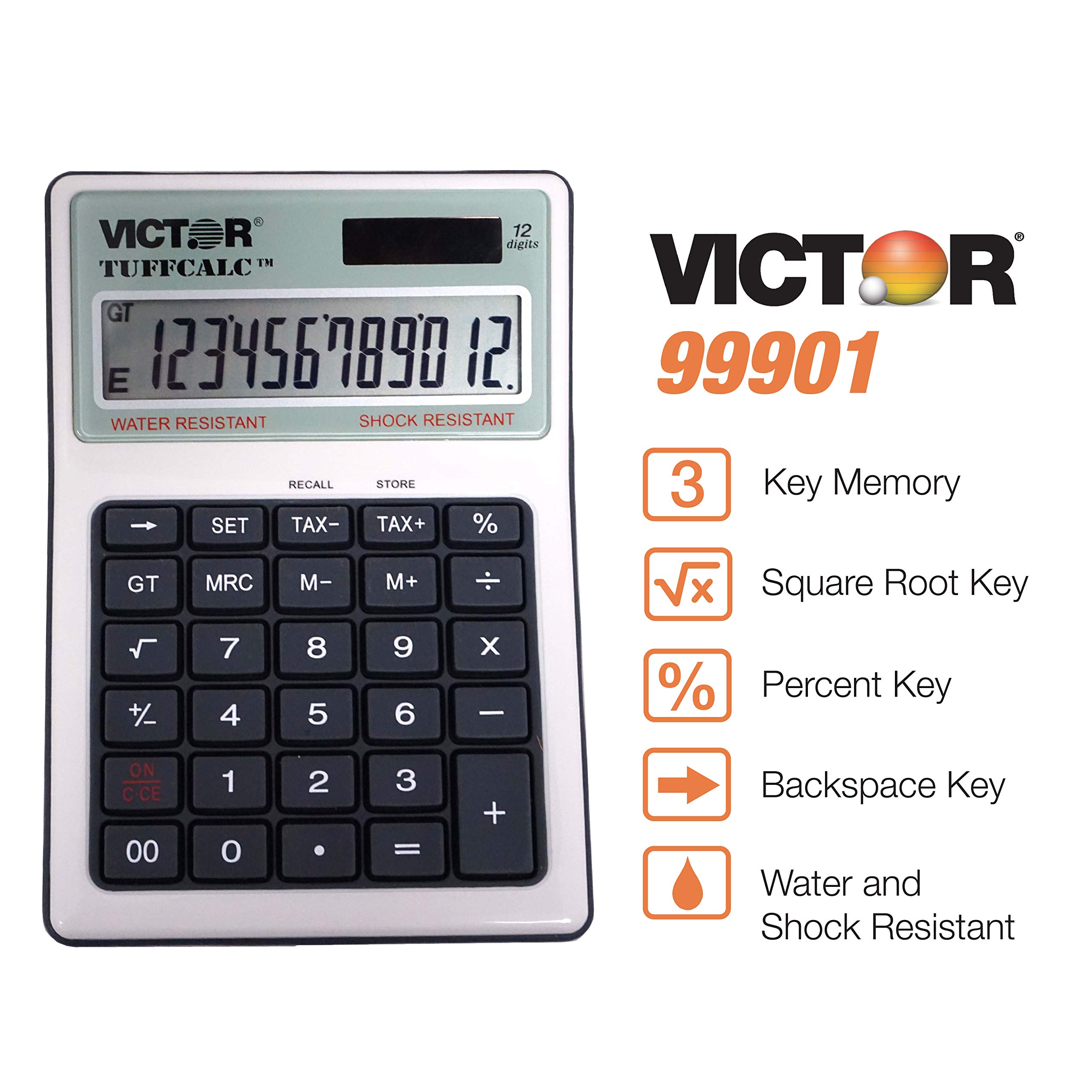 Victor 99901 TuffCalc Calculator, White, 1.8