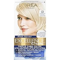 Excellence Creme Permanent Triple Care Hair Color, 01 Extra Light Ash Blonde, Gray Coverage For Up to 8 Weeks, All Hair Types, Pack of 1