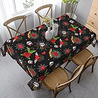 Skull Love Tablecloth Rectangle Table Cloth Washable Table Cover for Decoration Kitchen Dining Room 60x90 Inch