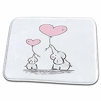 3dRose Image of Mother And Baby Elephants In Gray And Pink Cartoon - Dish Drying Mats (ddm-324450-1)