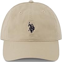 U.S. Polo ASSN. Small Pony Logo Baseball Hat, Washed Twill Cotton Adjustable Cap Stone