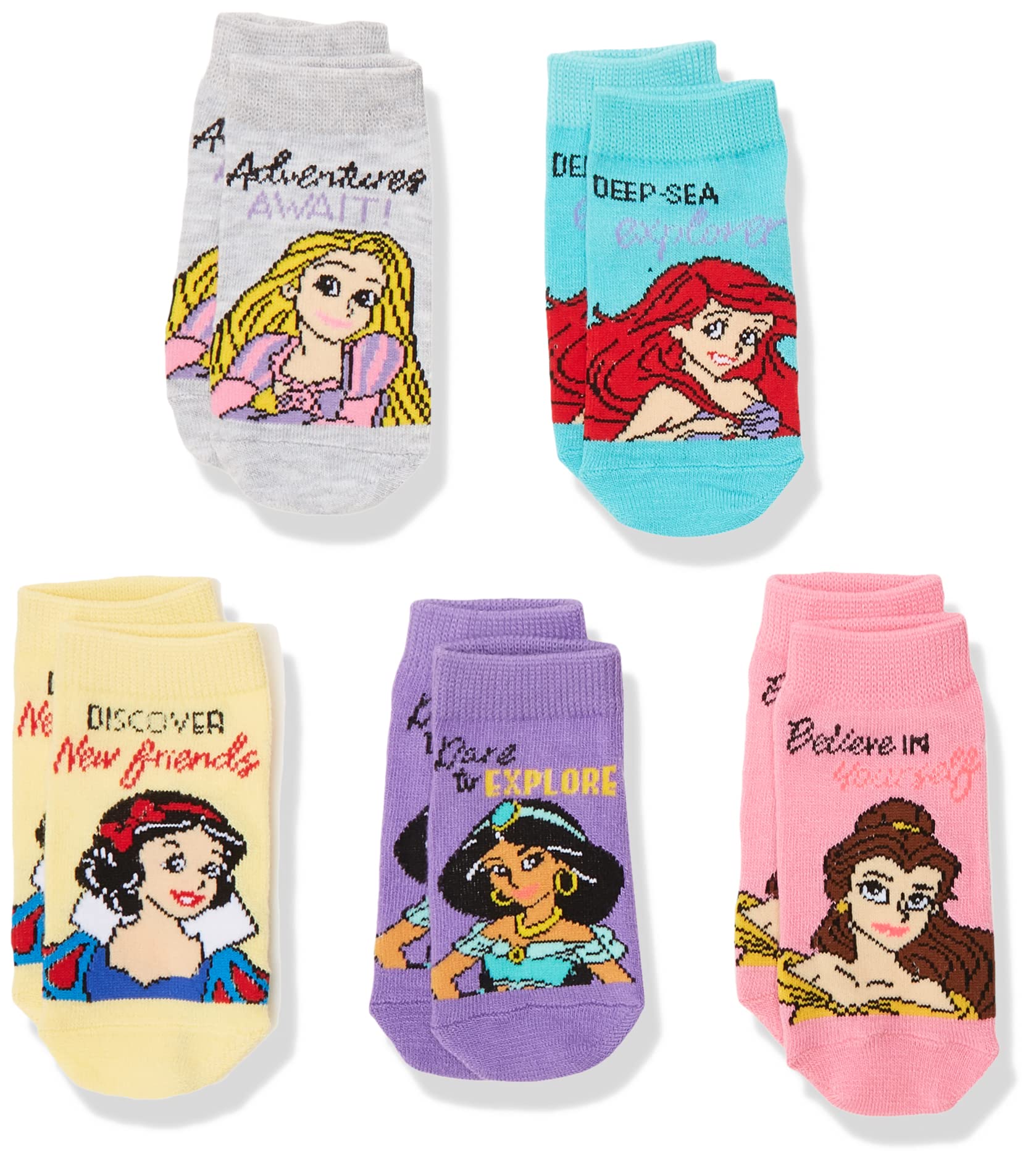 Disney Princess Girls 5 Pack Shorty Socks