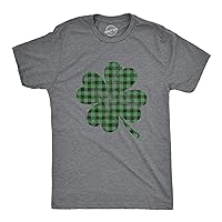 Mens Buffalo Plaid Shamrock T Shirt Funny Saint Patricks Day Lucky Irish Tee