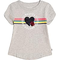 Nautica Girls' Short Sleeve Legacy T-Shirt with Flip Sequin Design, Cotton Tee with Tagless Interior