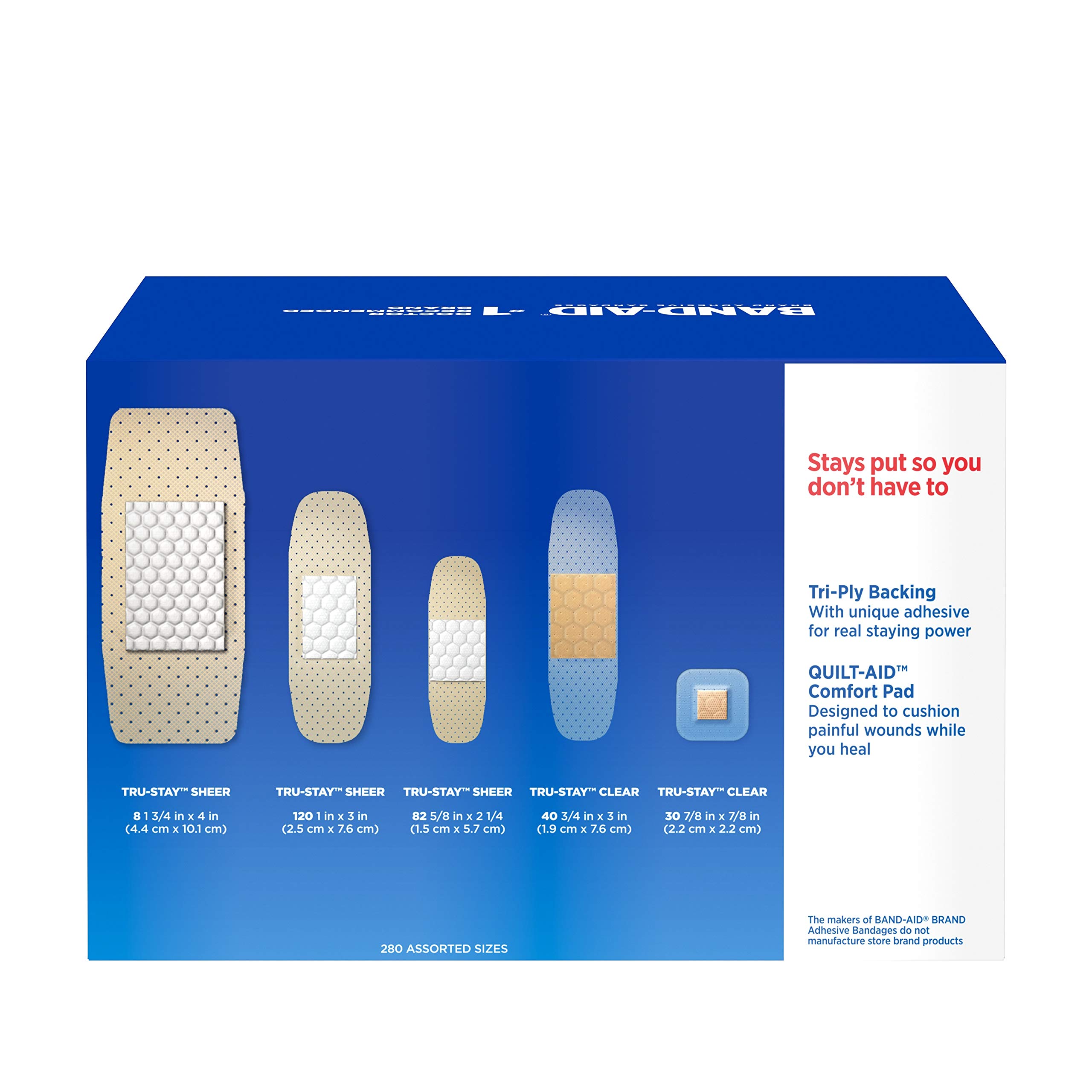 Band-Aid Brand Adhesive Bandage Family Variety Pack, Sheer and Clear Bandages, Assorted Sizes, 280 ct