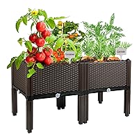 Raised Garden Bed with Legs, Elevated Plastic Planter Box for Outdoor Plants, Flowers, Vegetables and Herbs