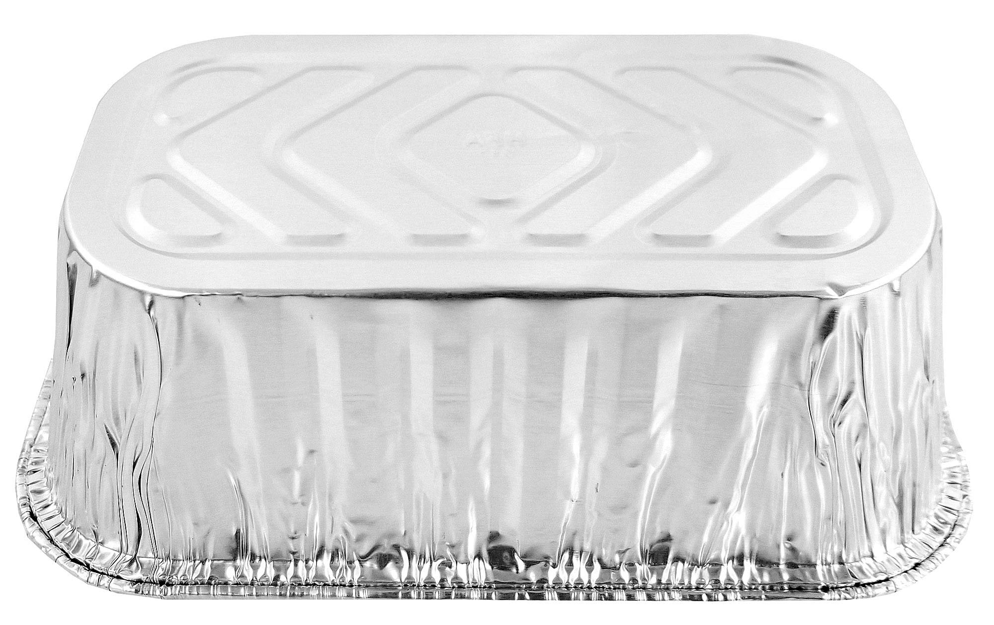 Pactogo Disposable 1 lb. Aluminum Foil Mini Loaf Pans with Clear Low Dome Lids (Pack of 40 Sets)