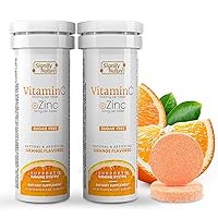 Vitamin C 1000mg Effervescent Tablets - Potent Immune Support VIT C with Zinc Supplement - Sugar-Free & Vegan Formula | Dissolvable Vitamin C Tablets - Water Soluble Fizzy Elixir - 20CT