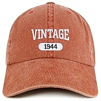 Trendy Apparel Shop Vintage 1944 Embroidered 80th Birthday Soft Crown Washed Cotton Cap