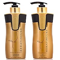 Keratin Cure Brazilian Hair Treatment V2 Creme Brazilian Hair Treatment 2 Piece Pro Blow Out kit #1 Clarifying Shampoo # 2 Gold & Honey Wash the Same Day (300ML/10)