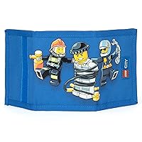 LEGO City Trifold Wallet, Kids Unisex Wallet for Boys and Girls, with Zippered Coin Pocket, Clear ID Window, Card and Cash Pockets and Secure Velcro Closure, Police and Fire…