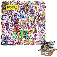 Horror Gaming Stickers (100Pcs with Cute Badge Decoration) Gifts Decor Cartoon Stickers for Kids Teens for Computers Laptop Skateboard Guitar Luggage Vinyl Decal