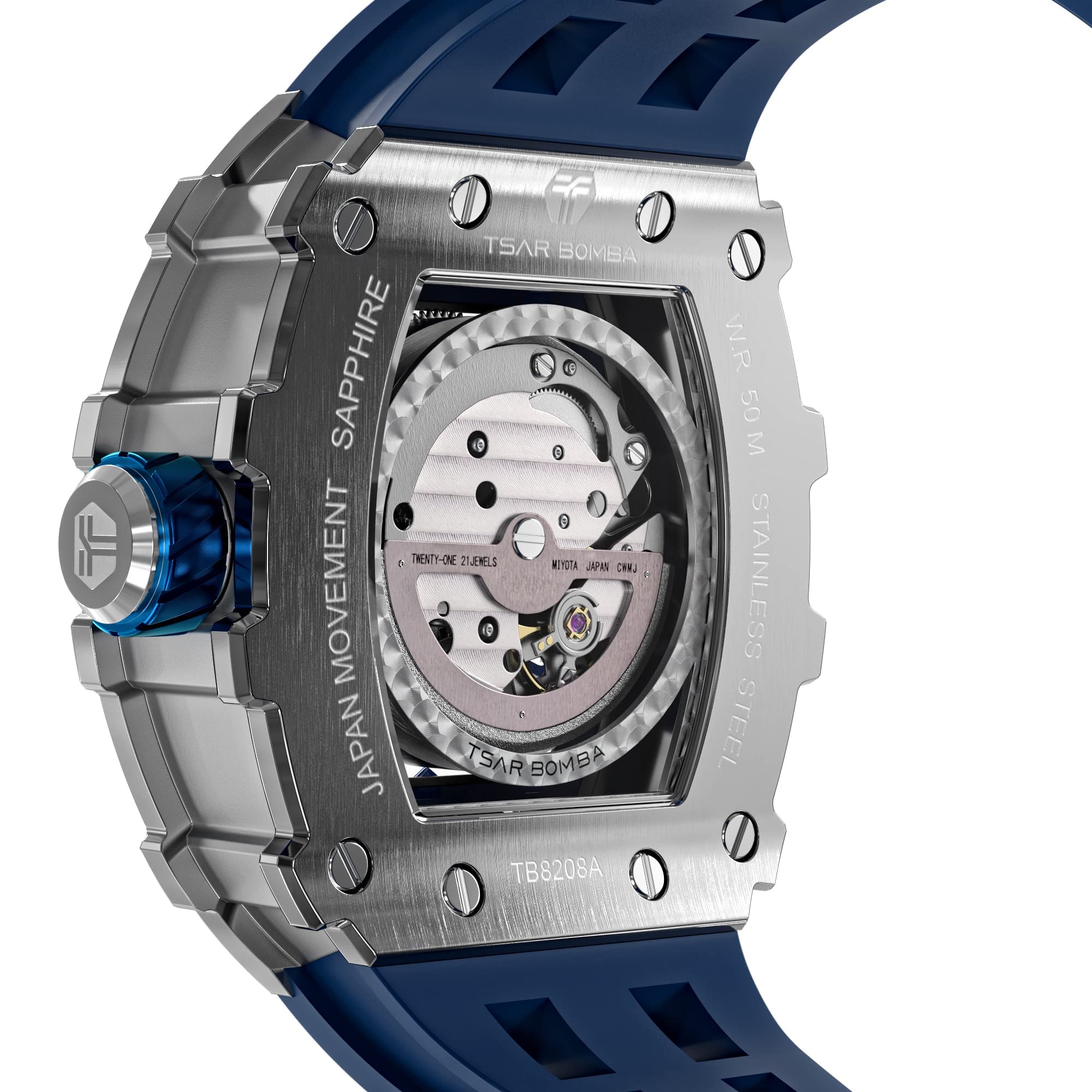 7周年記念イベントが TSAR BOMBA Watch for Men Mechanical Men's Automatic Skeleton  Watch, 100M Waterproof Wrist Analogue Display Octagon Dial Watches Dress  Luxury Sel