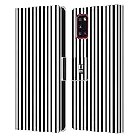 Head Case Designs Black Vertical Stripes Leather Book Wallet Case Cover Compatible with Samsung Galaxy A31 (2020)