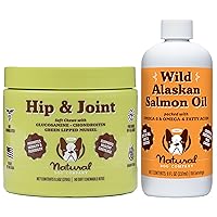 Healthy Joint Travel Bundle, includes (1) Hip and Joint Chews Supplement - 90 pcs glucosamine chondroitin for dogs, (1) Wild Alaskan Salmon Oil - 8 oz Salmon oil for dogs on the go