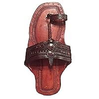 Hippie Indian Water Buffalo Jesus Sandals 100% Leather (Dark Brown, men's size 8 / women's size 10)