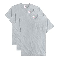 Hanes Men's Essentials Short-Sleeve Pocket T-Shirt Pack, Cotton Crewneck Tee, 3-Pack