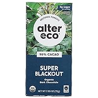 Alter Eco | Super Blackout Bar | 90% Pure Dark Cocoa, Fair Trade, Organic, Non-GMO, Gluten Free Dark Chocolate Bar, Single Bar (2.65 oz)