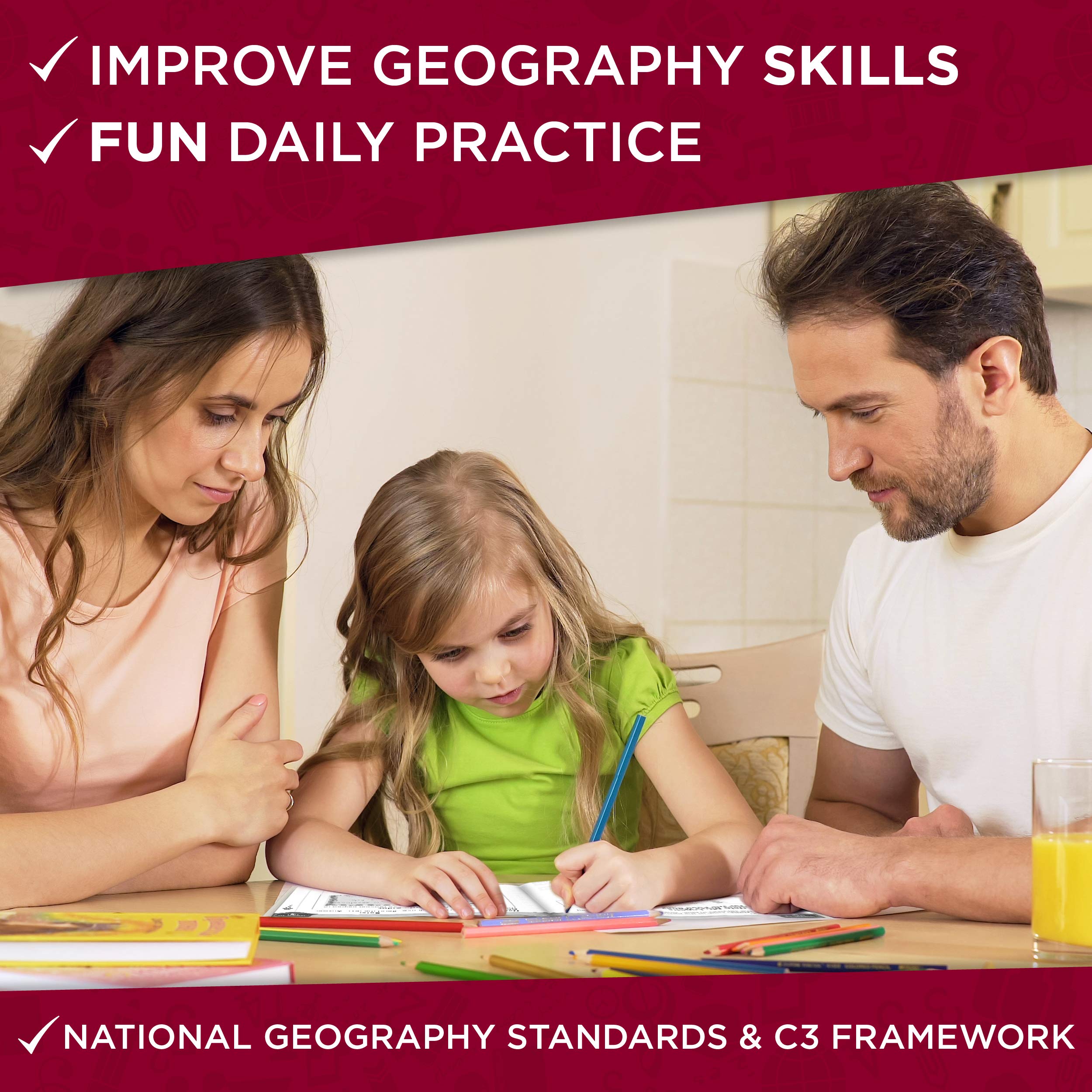180 Days of Social Studies: Grade K - Daily Geography Workbook for Classroom and Home, Cool and Fun Practice, Kindergarten Elementary School Level ... to Build Skills (180 Days of Practice)