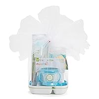Munchkin® New Beginnings Baby Gift Set, Includes Feeding Utensils, Divided Plates, Bottle Brush, Bath Toy and Teether, Blue